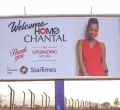 Comedian Eric Omondi Erects Giant Billboard Outside JKIA to Welcome His Italian Fiancée Back to Kenya
