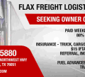 Flax Freight Logistics Seeking Owner Operators; Sign-on Bonuses Available