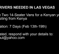 Two Drivers Needed in Las Vegas to Drive Visiting Kenyan Youth Soccer Team Around for 7 Days