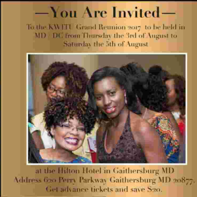 KWITU Grand Reunion 2017: August 3rd to 5th in Gaithersburg, Maryland