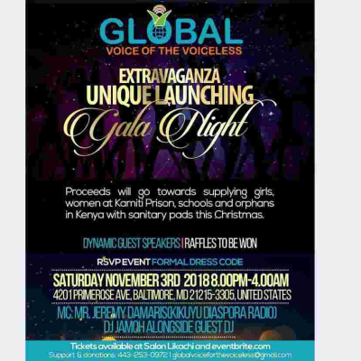 Global Voice of the Voiceless Launching Dinner Gala: Sat, Nov 3rd in Baltimore, Maryland