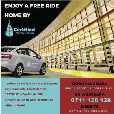 Certified Homes Ltd Offers Kenyans Traveling Home from the Diaspora FREE Rides from the Airport