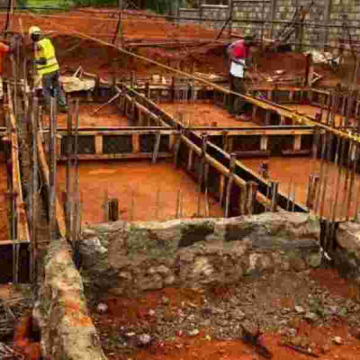Workers at a Construction Site Construction Sector Dominates Economic Activity in Kenya's Drylands, KIPPRA Report Reveals