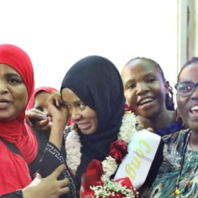 Nurse Khadija Being Received by Friends after Jetting Back from UAE Kenyan Nurse Khadija Juma Honoured in Dubai for Innovative Blood Donation Program