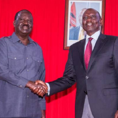 Former Prime Minister Raila Odinga and President William Ruto Most Kenyans Reject Broad-Based Government, TIFA Survey Finds