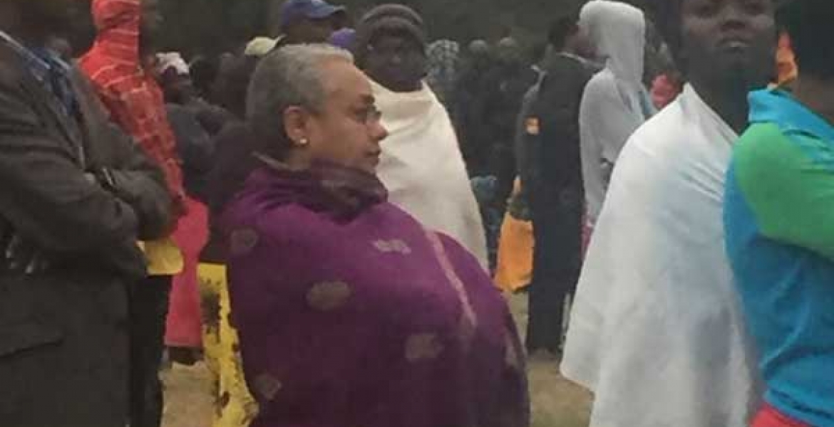 First Lady Margaret Kenyatta Queues for Several Hours Waiting to Vote