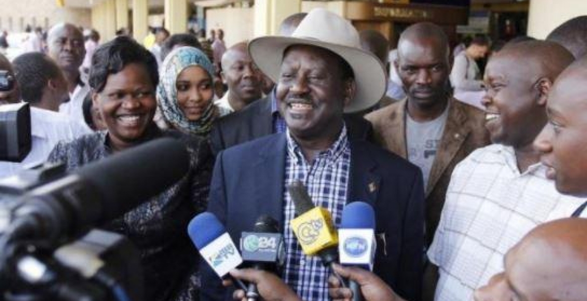 Raila Gets a Grand Reception after Landing at Kisumu International Airport