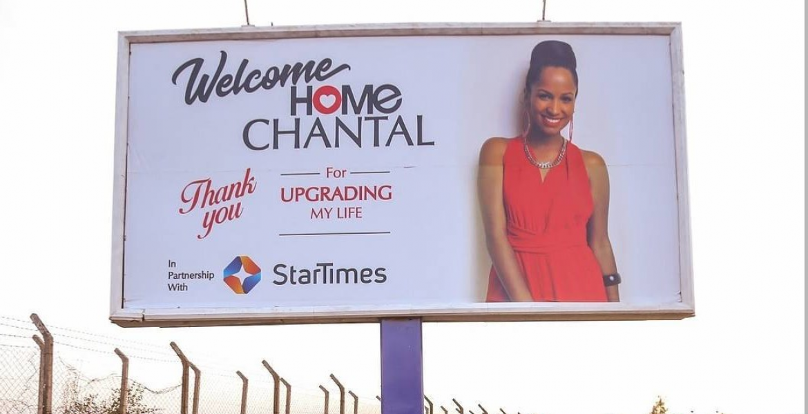 Comedian Eric Omondi Erects Giant Billboard Outside JKIA to Welcome His Italian Fiancée Back to Kenya