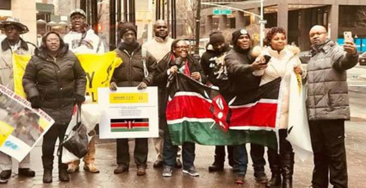 Kenyans in the US Hold Demos Outside UN Headquarters in New York