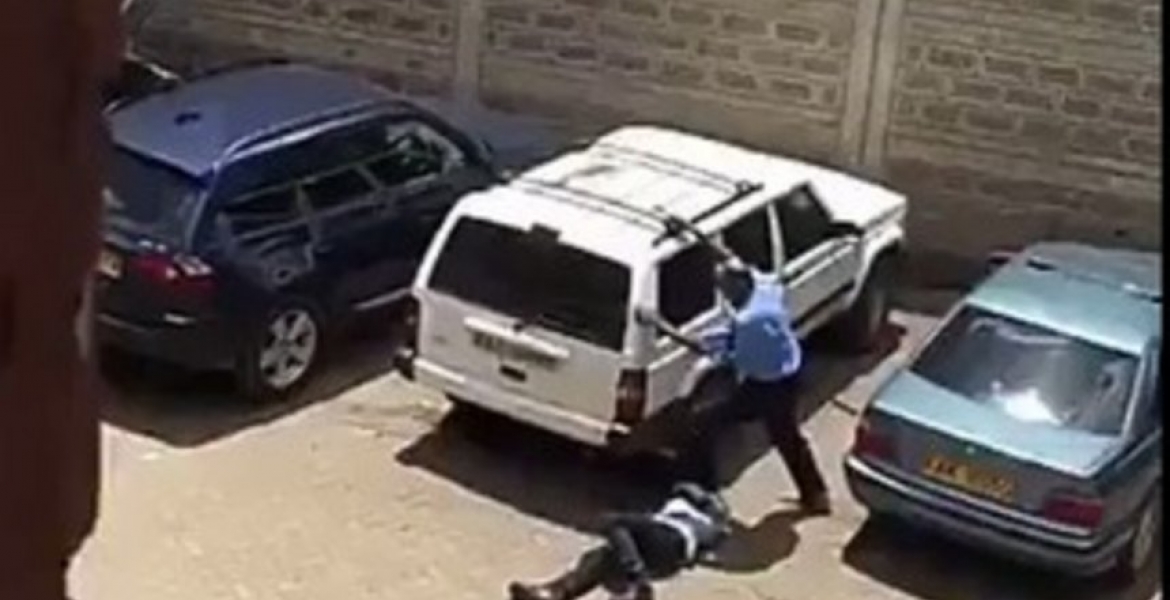 Outrage as Disturbing Video of Kenya Police Officer Brutalizing Unarmed Man Goes Viral Online [VIDEO]