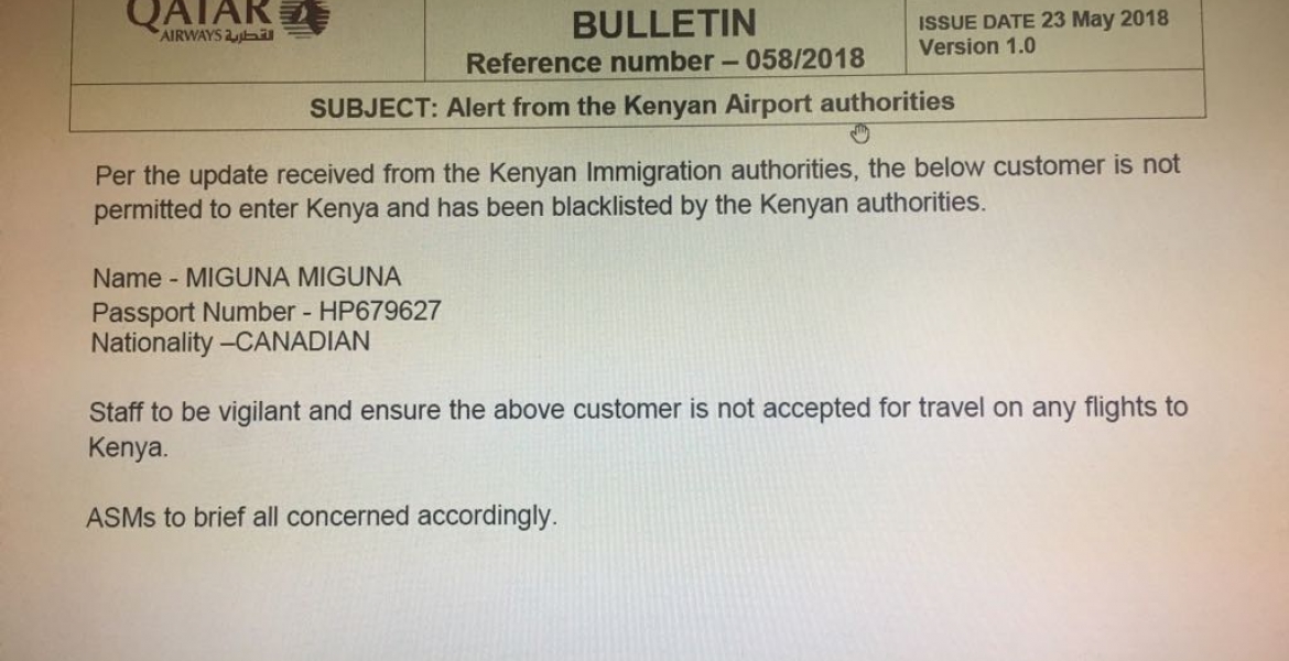 International Airlines Blacklist Miguna Miguna from Traveling to Kenya after Orders by Immigration Authorities