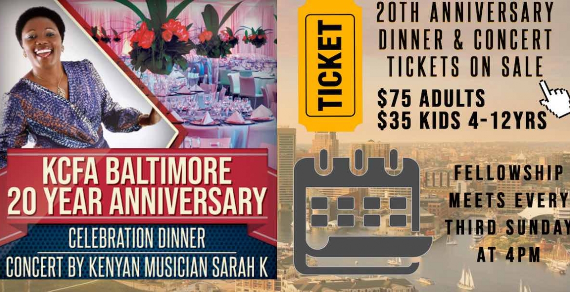 KCFA Baltimore 20th Anniversary Dinner Featuring Sarah K KCFA 20th Anniversary Dinner Featuring Musician Sarah K: Sat, June 16th, 2018