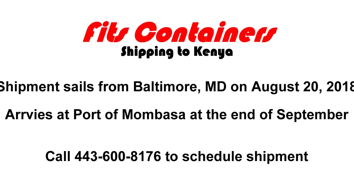 Fits Containers Collecting Items for Shipment to Kenya - Call to Schedule Pickup