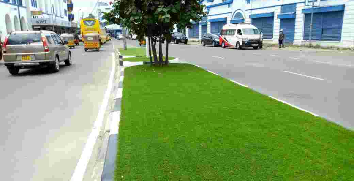 Governor Hassan Joho Uses Plastic Grass in Mombasa City Beautification Project