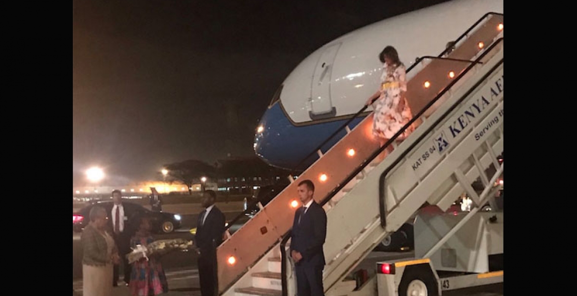 US First Lady Melania Trump Lands at JKIA