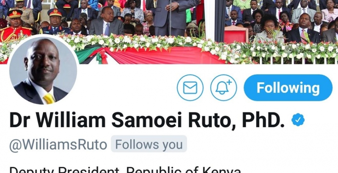 Deputy President William Ruto Quickly Updates Twitter Bio after Acquiring PhD