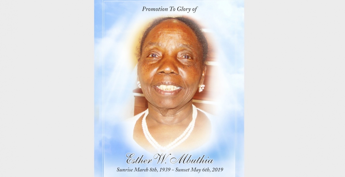Promotion to Glory of Esther W. Mbuthia of Silver Spring, Maryland