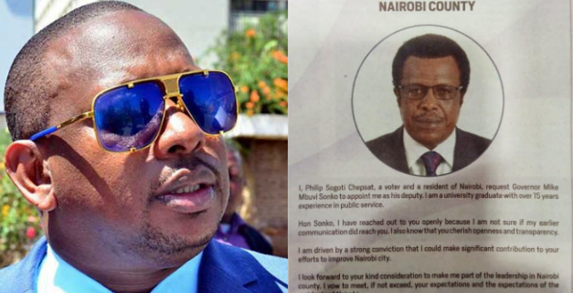Governor Sonko Responds to Man who Spent Sh130K to Advertise Himself for Nairobi Deputy Governor Post