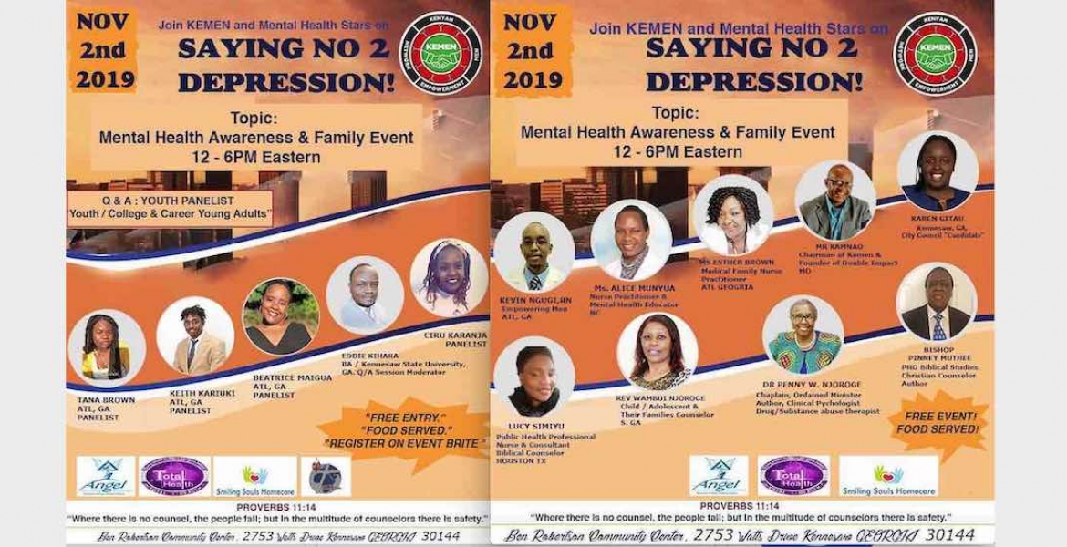 KEMEN, a US-Based Diaspora Association and MH Stars Hold a Forum on Mental Health Awareness in Kennesaw, GA this Saturday, November 2nd, 2019