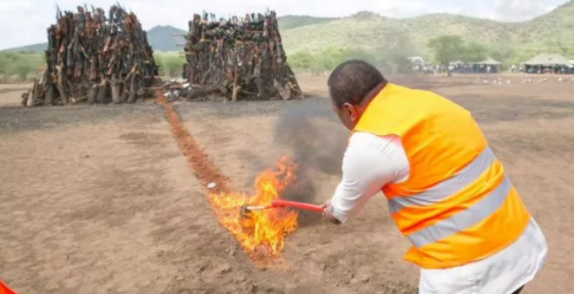 Uhuru Burns over 8,000 Illegal Firearms
