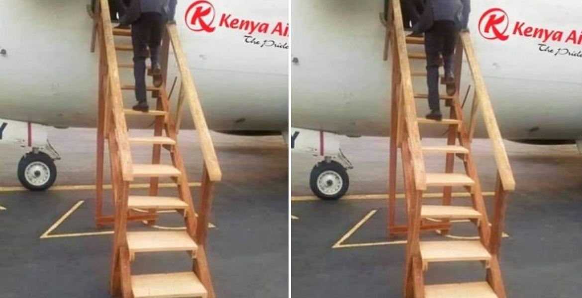 Kenya Airways Speaks out After Photo of Wooden Airplane Stairs Goes Viral