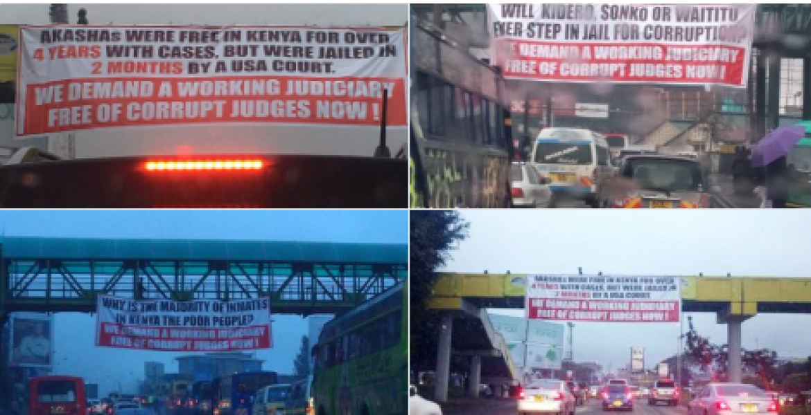 Mysterious Banners Rebuking Kenya's Judiciary Crop Up Along Nairobi Roads
