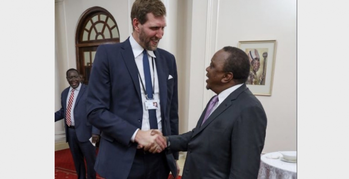 Uhuru's Photo with the Much Taller Former NBA Star Dirk Nowitzki Excites Kenyans