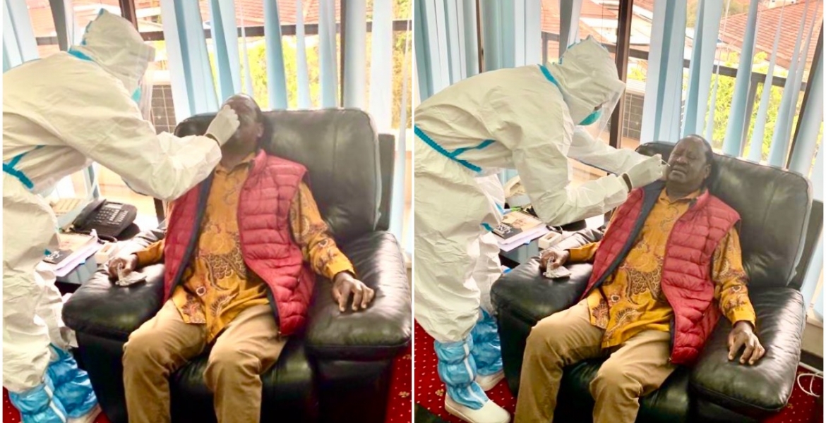 Raila Undergoes Covid-19 Testing in Nairobi