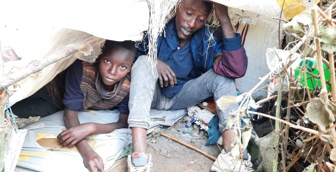 Single Kenyan Father and His Son Say They Have Been Living in the Thickets after Losing Livelihood Because of the Covid-19 Pandemic