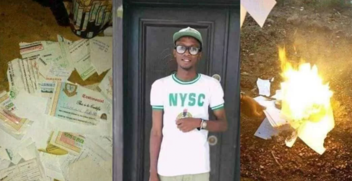 Frustrated Nigerian Man Burns All His Academic Certificates Due to Unemployment