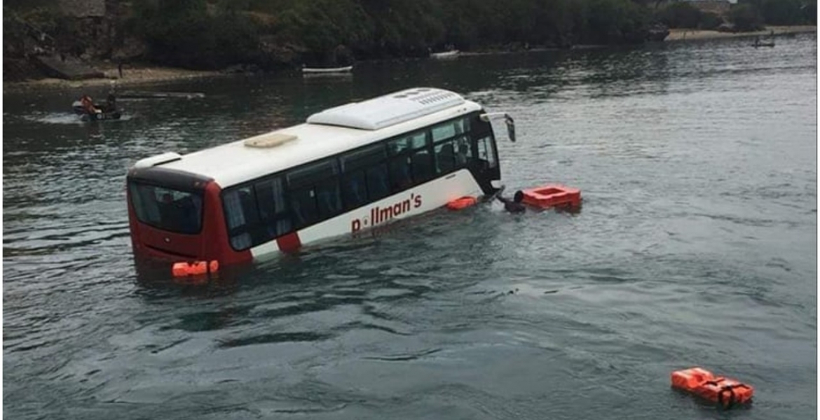 Scare as Tourist Bus Plunges into Indian Ocean in Mombasa