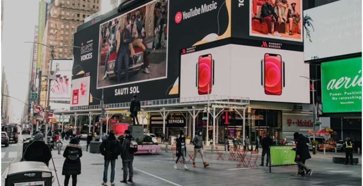 Kenyan Band Sauti Sol’s Song 'Suzanna' Featured on New York’s Times Square