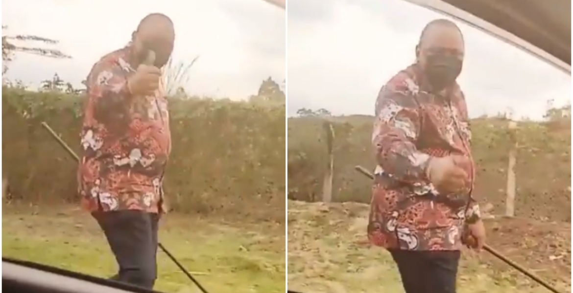 President Uhuru Videotaped Taking a Walk Along the Roadside Alone