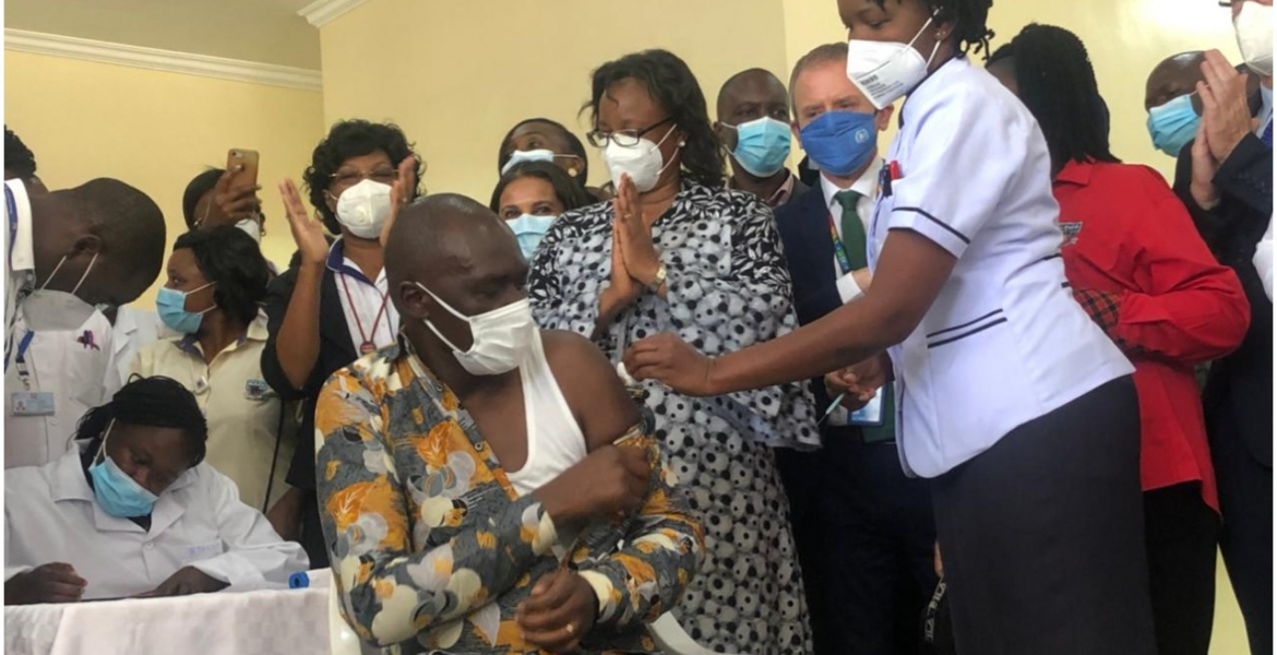 Dr. Patrick Amoth Makes History as the First Kenyan to Receive COVID-19 Jab