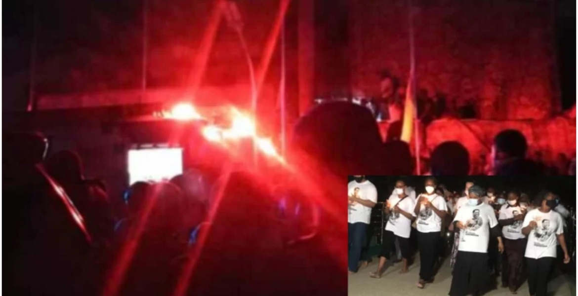 Mourners Scamper as Fire Erupts at TB Joshua's Church During His Funeral Service