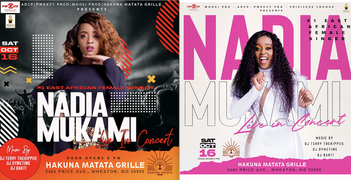 East Africa’s #1 Female Singer Nadia Mukami Performs Live on Sat, Oct 16 at Hakuna Matata Grille in Wheaton, MD