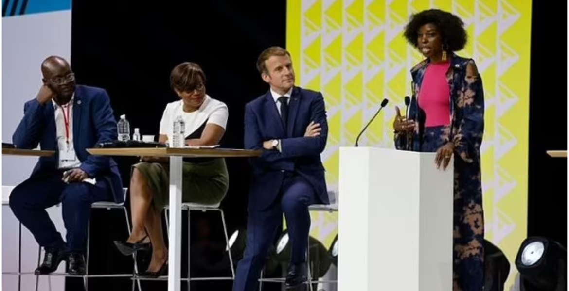 Applause as Kenyan Media Personality Adelle Onyango Confronts French President Macron