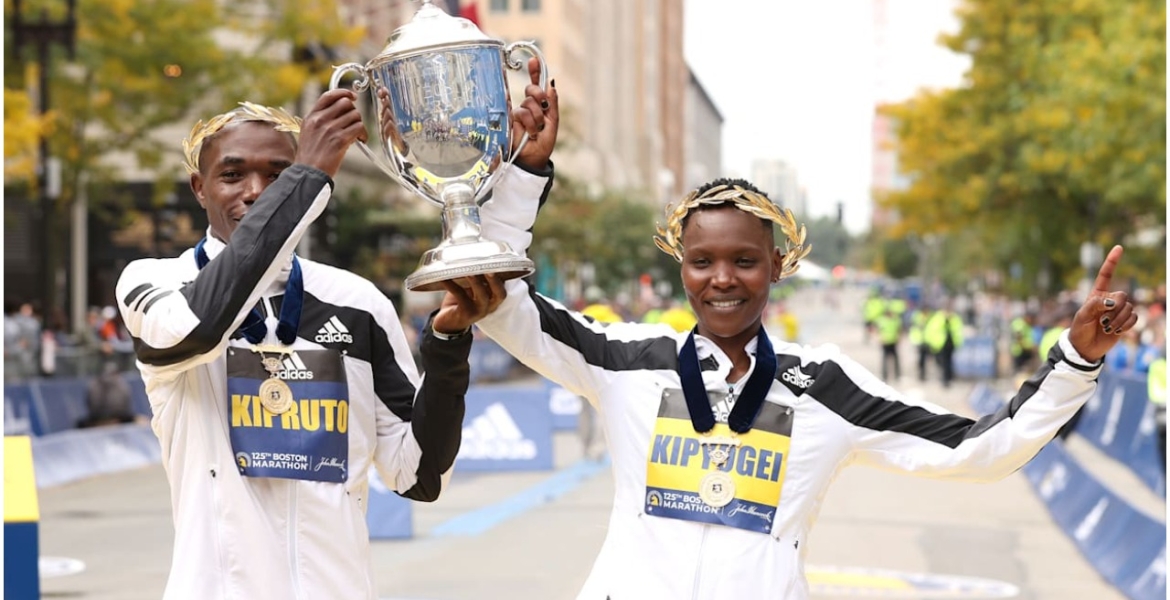 Kenyans Benson Kipruto and Diana Kipyogei Win Boston Marathon