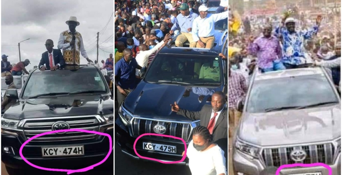 Raila, OKA Principals' Look-Alike Car Number Plates Cause a Stir Online