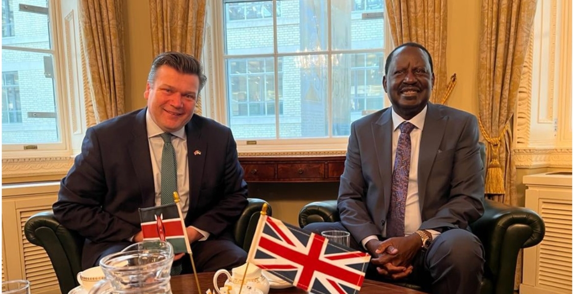 Raila Holds Talks with UK’s Armed Forces Minister James Heappey in London