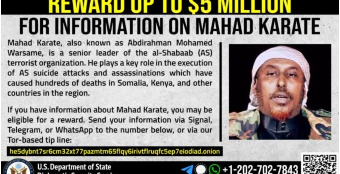 US Gov’t Offers $5 Million Bounty for Information on a Top Al-Shabaab Operative
