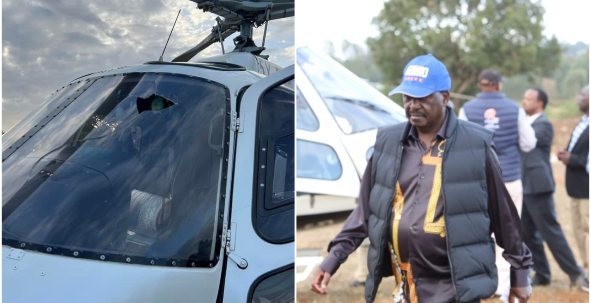 Raila Attack: Pilot Says It Will Cost Over Sh10 Million to Replace Damaged Helicopter Windshield