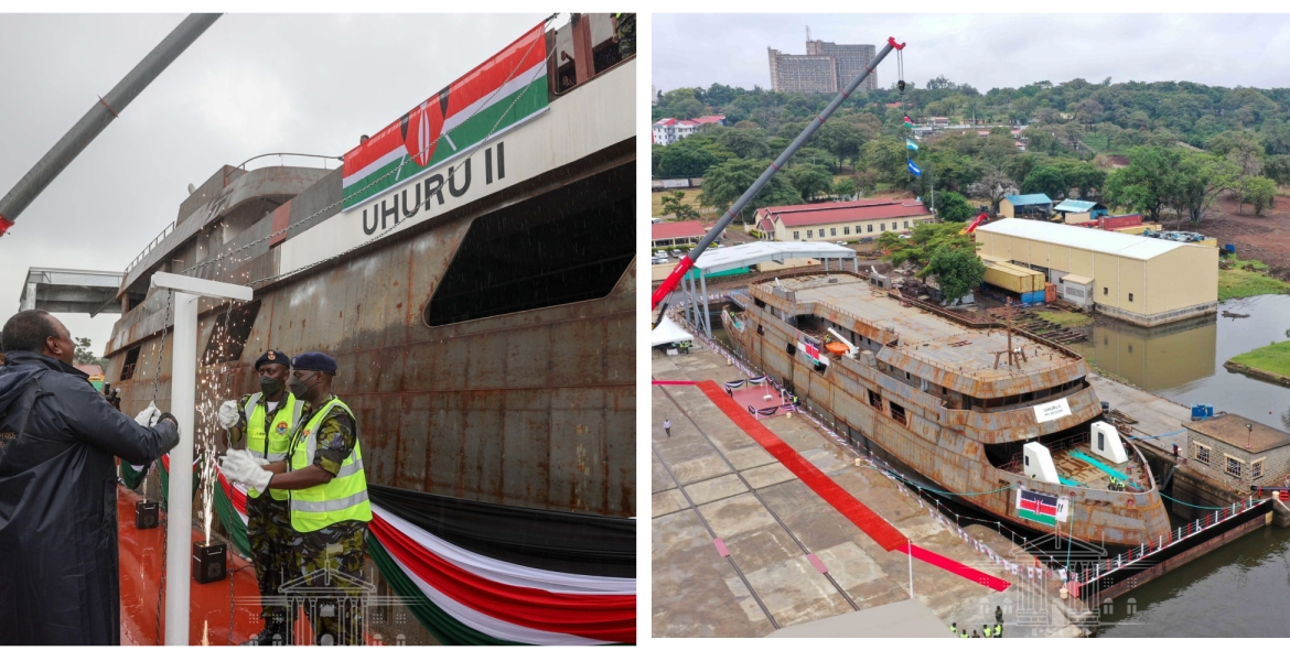 MV Uhuru II: President Uhuru Witnesses the Floatation of First Kenyan-Made Ship