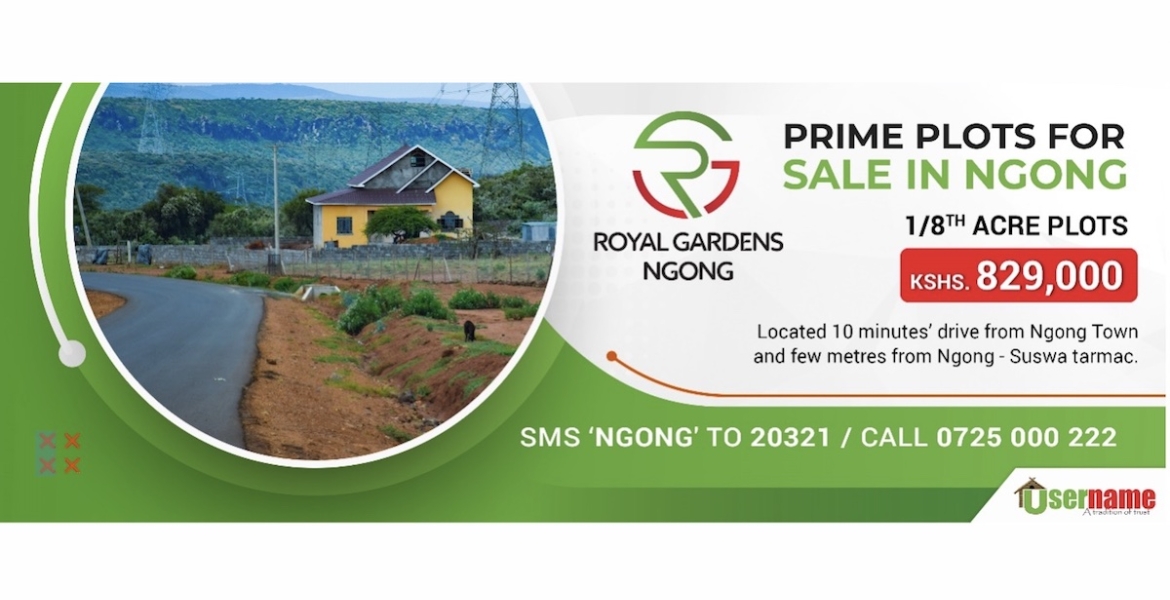 Plots for Sale at Special Introductory Prices: Royal Gardens-Ngong