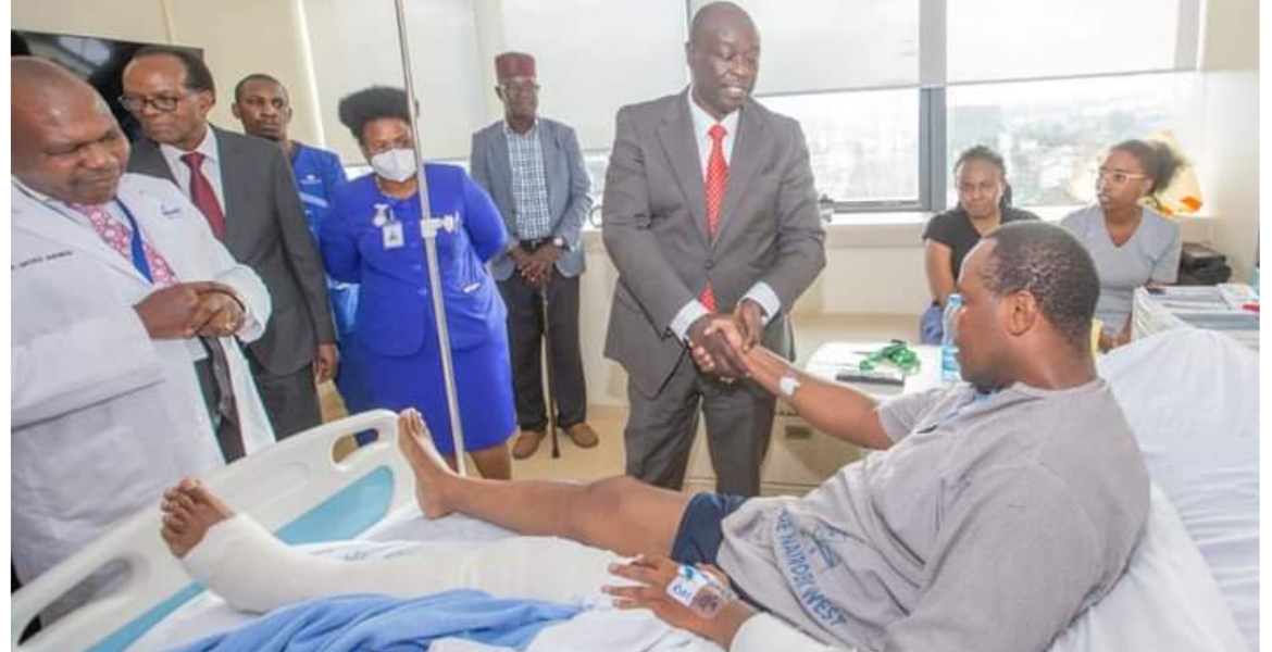 Gachagua Visits Presidential Escort Officers Involved in a Road Accident
