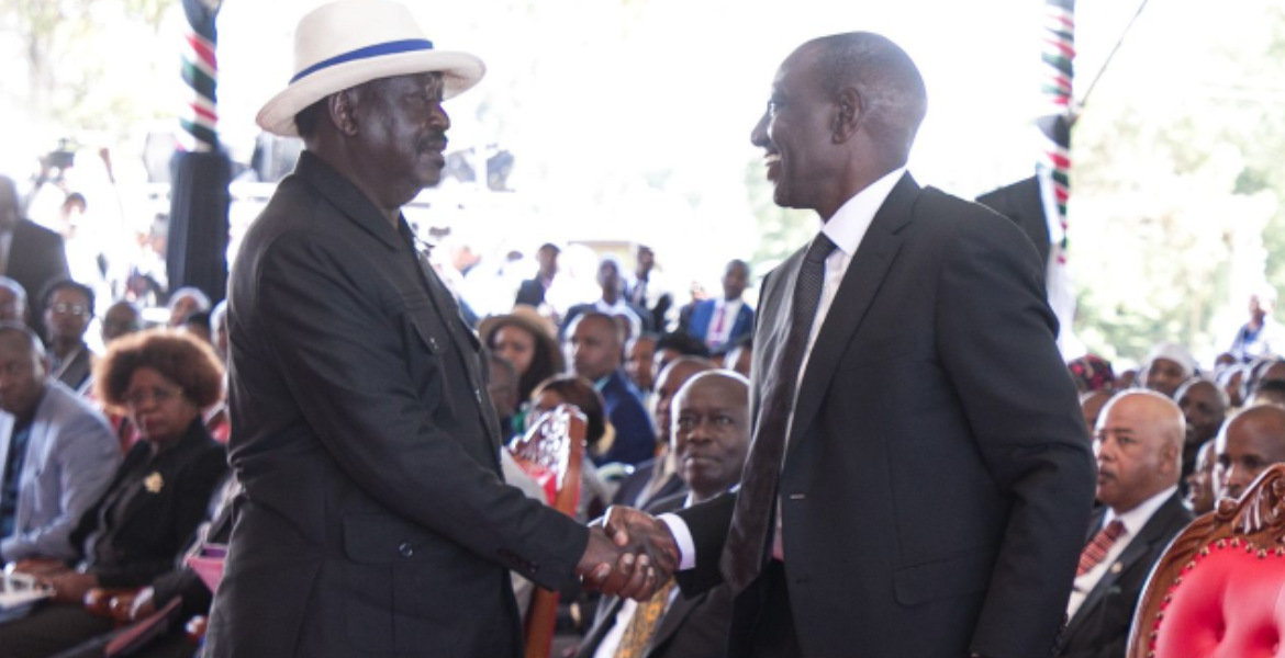 Raila Offers Ruto a Handshake at Mukami Kimathi's Burial