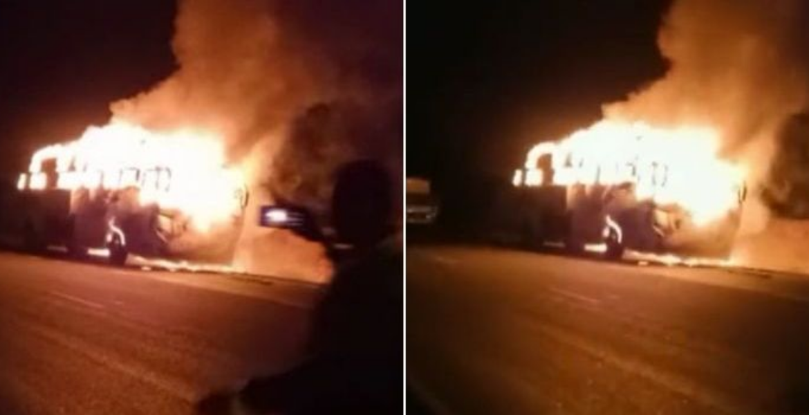 ENA Coach Bus With 49 Passengers Bursts Into Flames Mid-Journey
