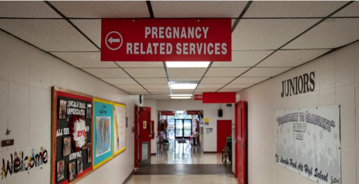 A Hallway at Lincoln Park High School, a School for Pregnant Students and Young Mothers, in Brownsville, Texas Texas School Embraces Parenting Students, Allows Babies in School