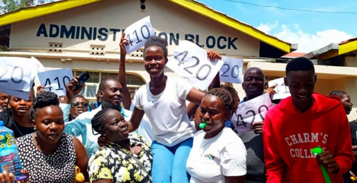 Teachers and Parents at Golden Elite School Kisumu County Celebrating Their top Candidate 2023 KCPE: Public Schools in Nyanza Maintain Exceptional Performance