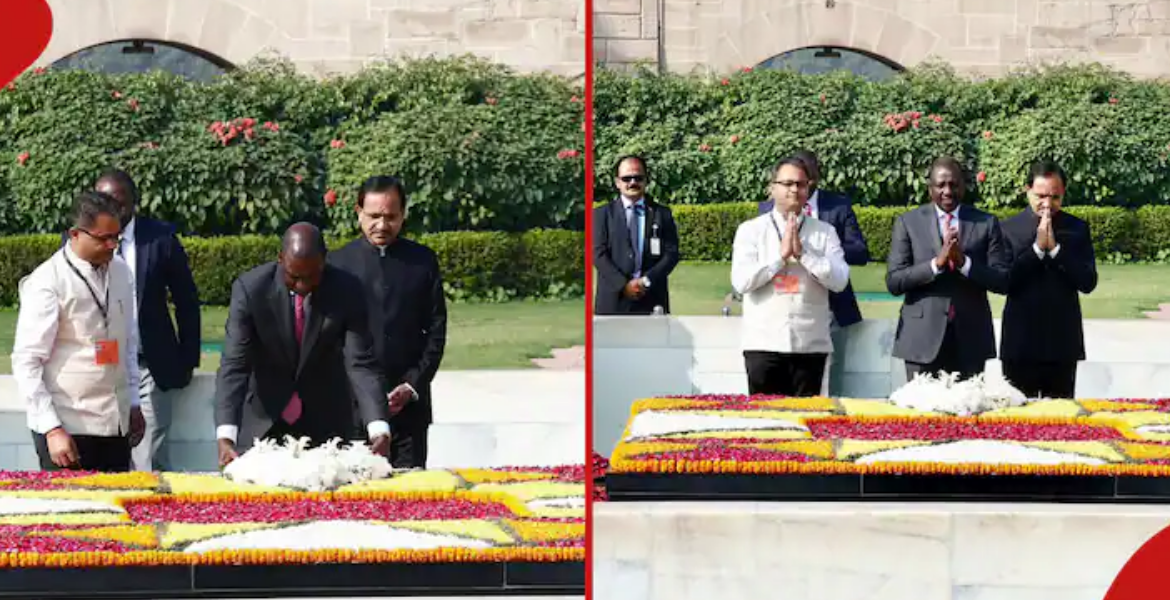 President William Ruto Goes Barefoot at Mahatma Gandhi Memorial